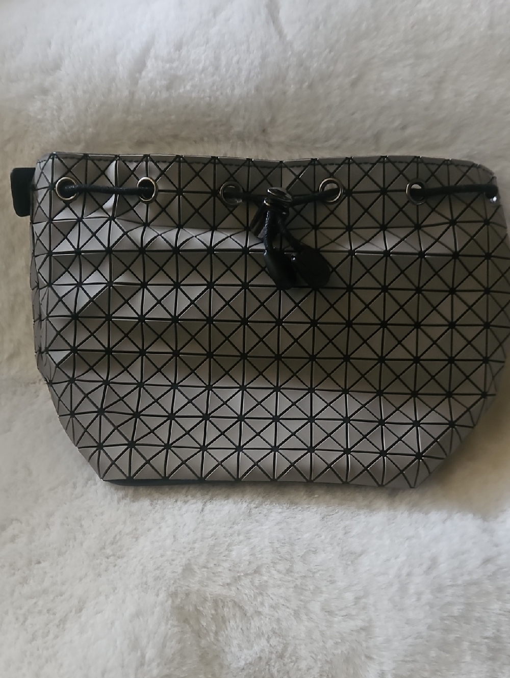 Geometric Triangular Pouch - Silver and Black